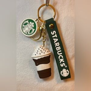 Starbucks Green and White Logo Cup Charm Keyring